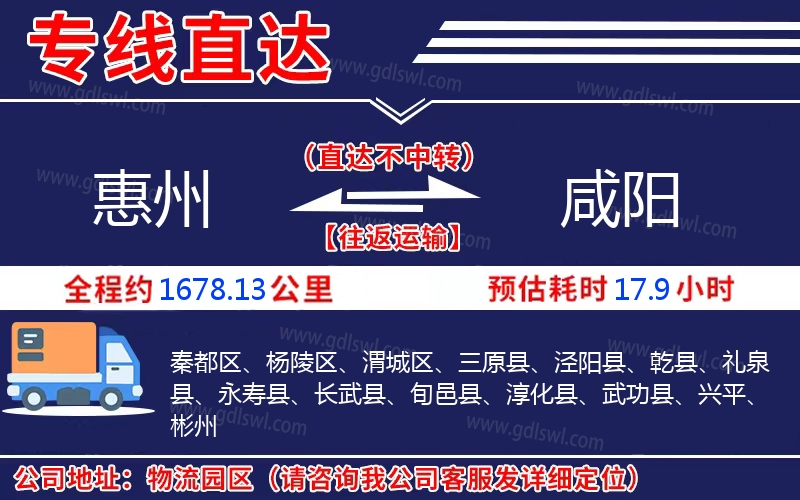 惠州到咸陽(yáng)物流公司