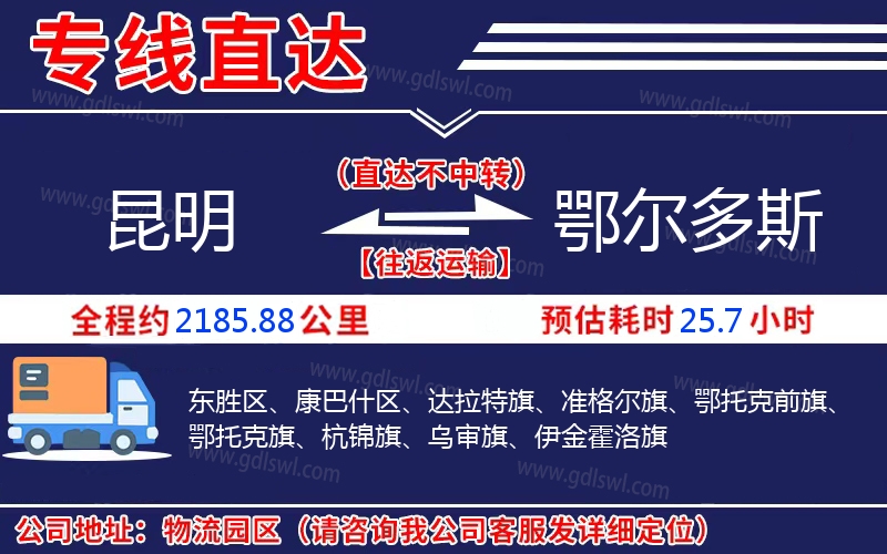 昆明到鄂爾多斯物流公司 昆明到鄂爾多斯物流公司