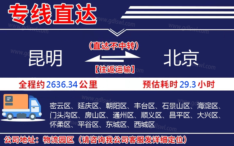 昆明到北京物流公司 昆明到北京物流公司