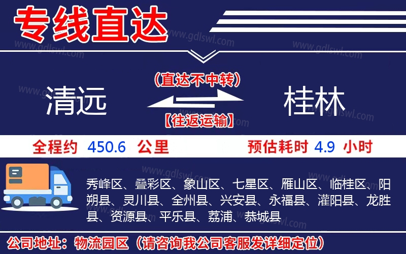清遠(yuǎn)到桂林物流公司