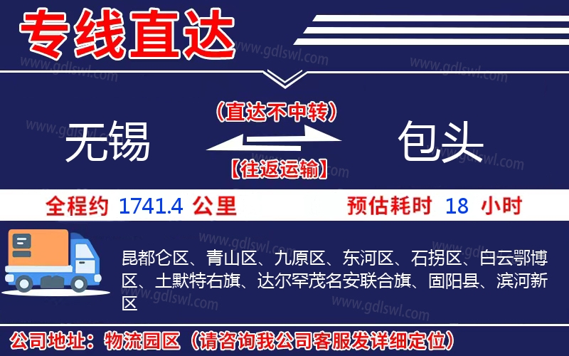 無錫到包頭物流公司